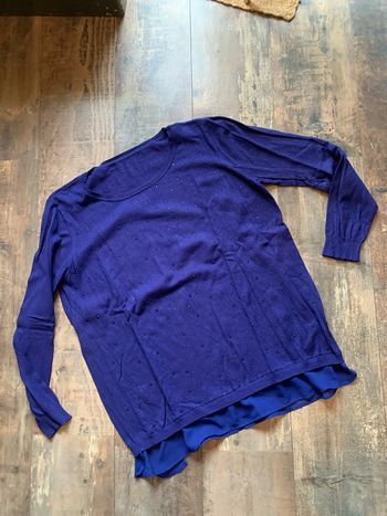 Pull bi matière petits brillants bleu cobalt