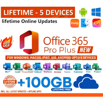 MICROSOFT OFFICE 365 PRO PLUS FAMILLE  - LICENCE À VIE - 5 APPAREILS - PC / MAC - À TÉLÉCHARGER