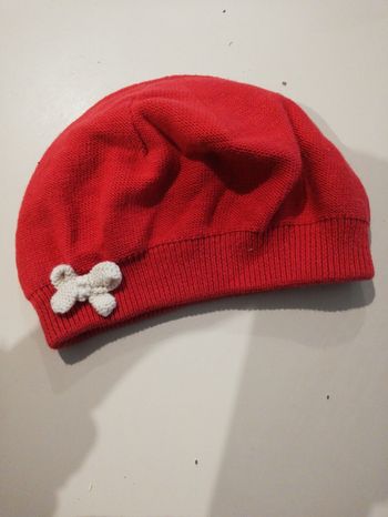 Bonnet fille 12 18 vertbaudet rouge avec un noeud
