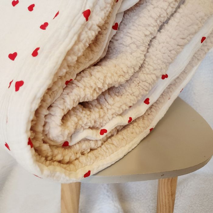 Couverture Mouton Sherpa Gaze de coton Personnalisable Plaid - photo numéro 2