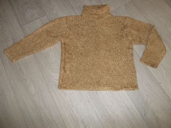 Pull ALIBI col roulé bouclettes beige doré taille M TBE