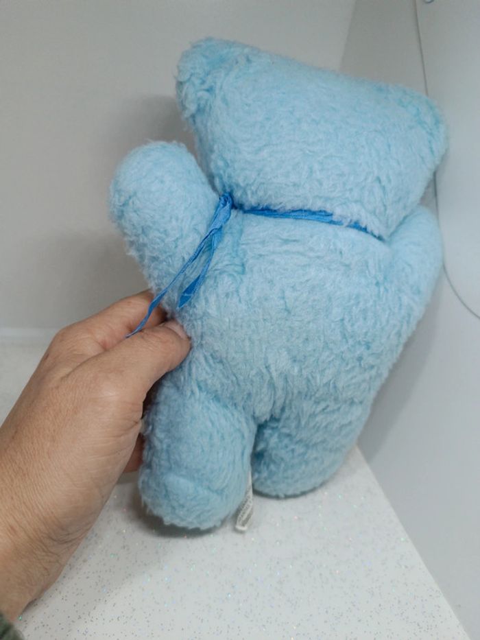 Nounours ours Teddy Bear ourson bleu blue ciel clair vintage boulgom minouche tire langue - photo numéro 8