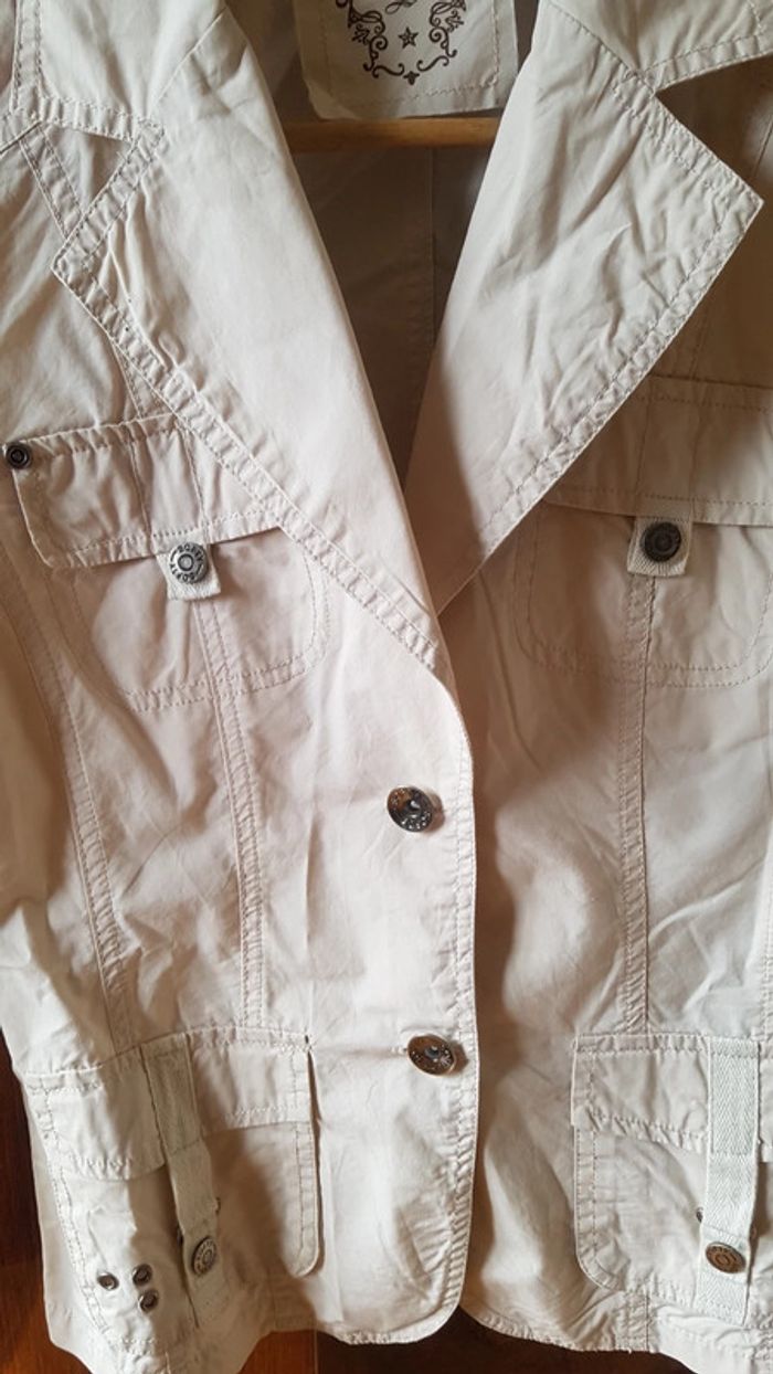 Ensemble veste et pantalon beige/crème - photo numéro 3