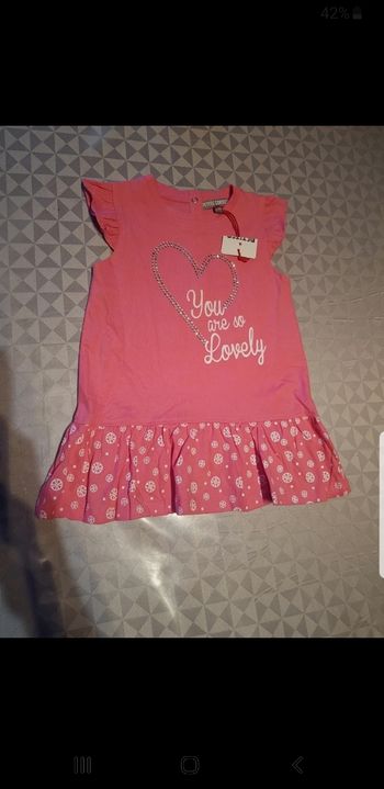 Robe rose manches courtes 12 mois petites canailles