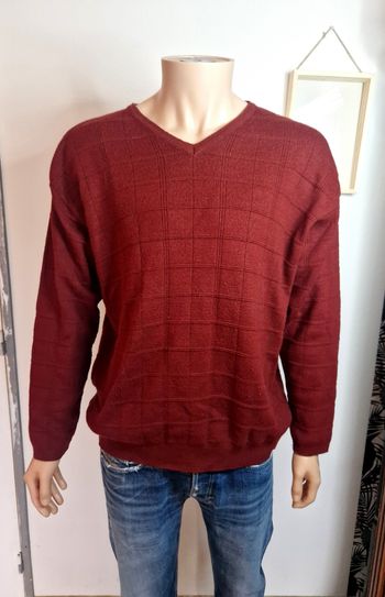 Pull Col V Olly Gan Bordeaux Casual Taille XL Homme Tricot