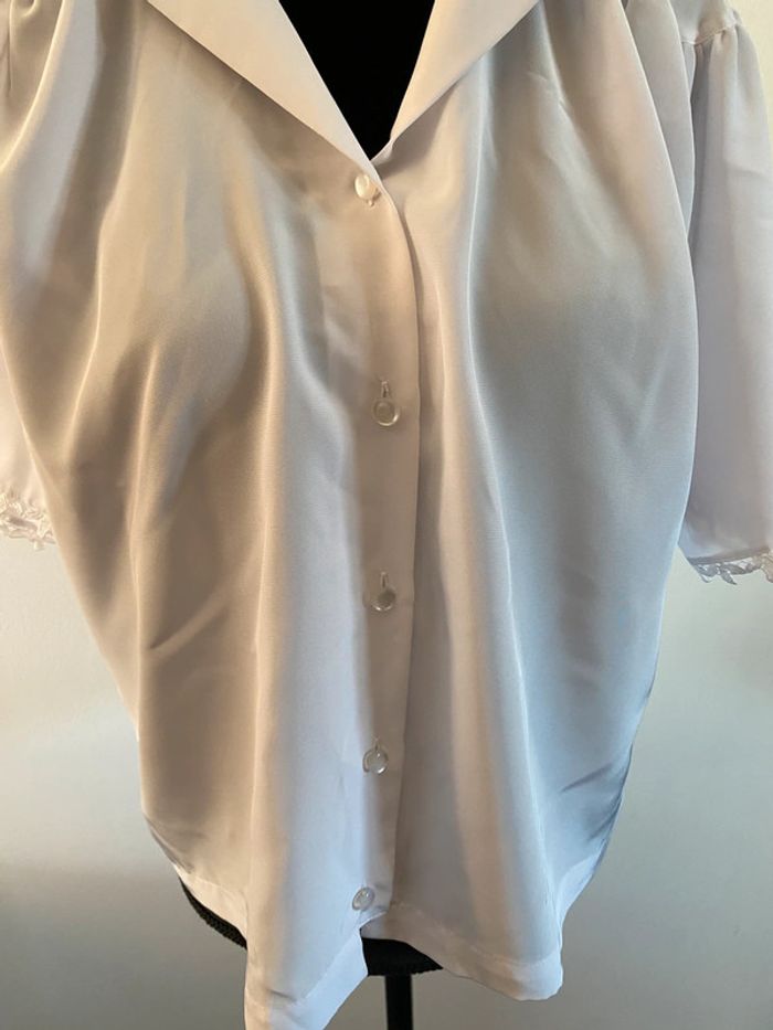 Chemise blanche vintage avec dentelle style broderie taille M - photo numéro 4
