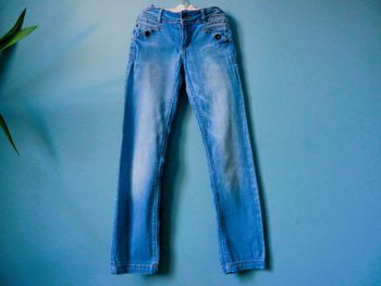Jean Fille okaïdi 10 ans pantalon bleu clair TBE