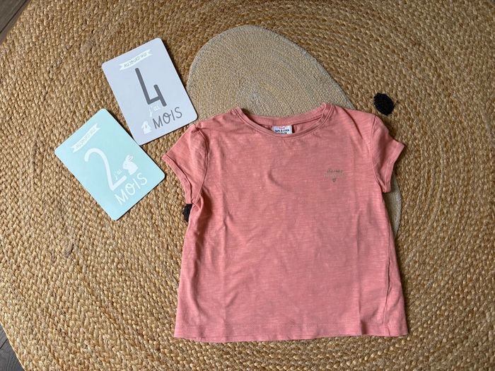 T-shirt MC rose corail bichette TAO tape à l’œil 2 ans 24 mois