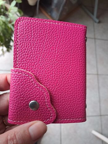 Porte carte cuir rose
