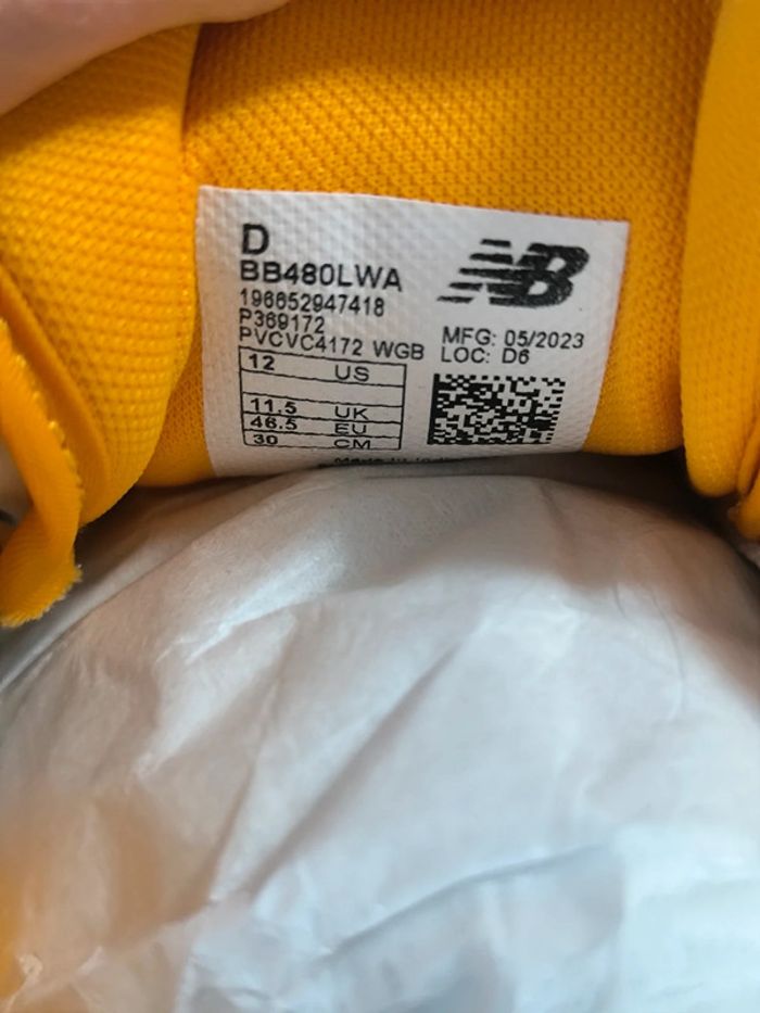 Baskets New Balance 480 jaune moutarde et blanche pointure 46.5 comme neuves - photo numéro 7