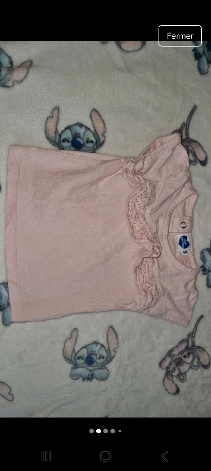 Tee-shirt manche courte 6 mois fille en très bon état - photo numéro 2