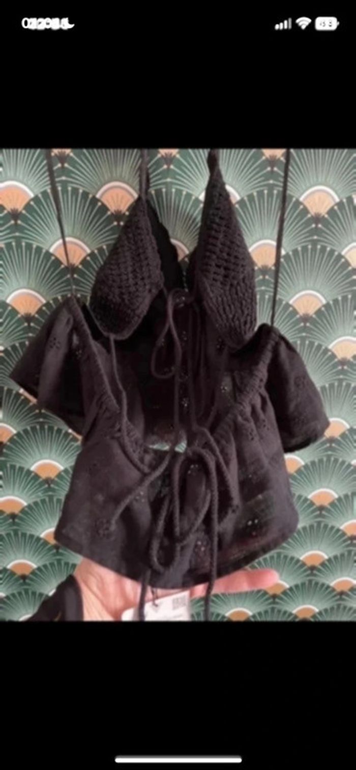 Magnifique dos nu broderie crochet Zara, taille XL - photo numéro 4