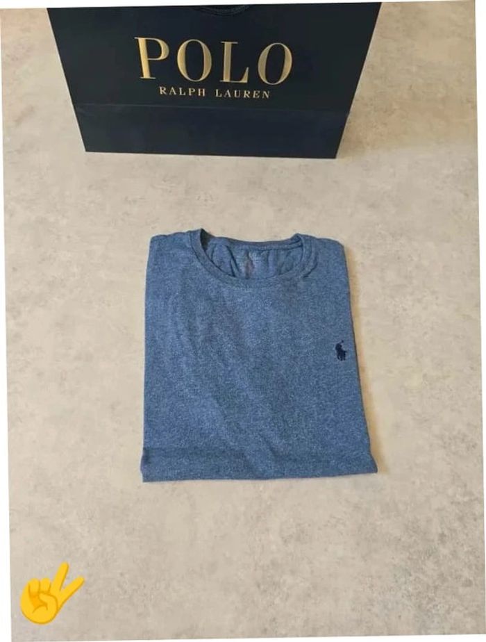 T-shirt Ralph Lauren L coupe col rond bleu Homme Men tee10b
