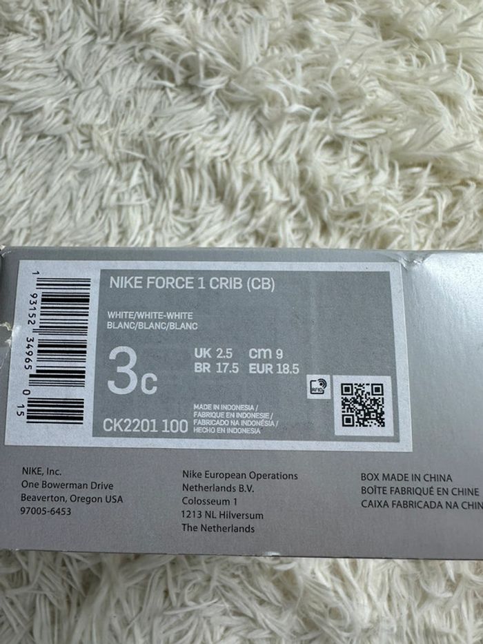 Paire de basket bébé nike force 1 crib taille 18,5 - photo numéro 7
