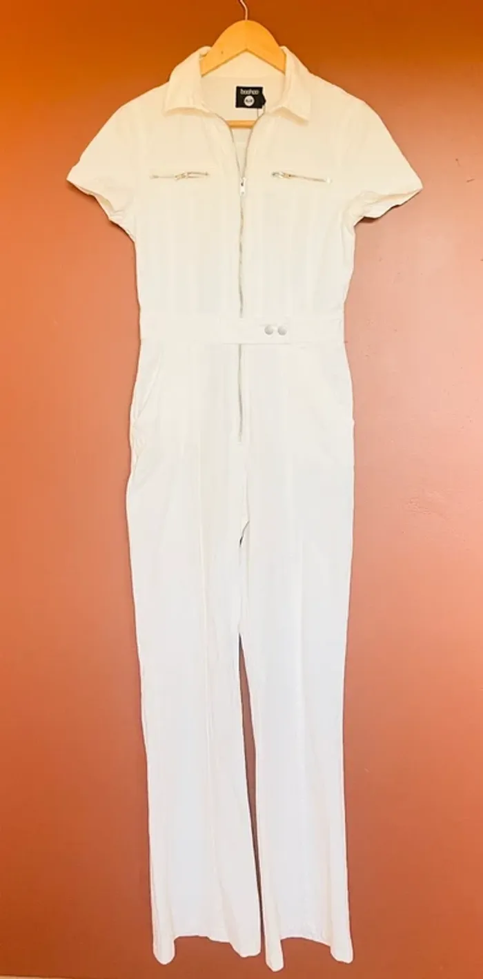 Magnifique combinaison en denim blanc wide leg