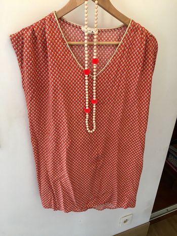 Robe courte corail taille S GOA col doré / robe à motifs étoiles