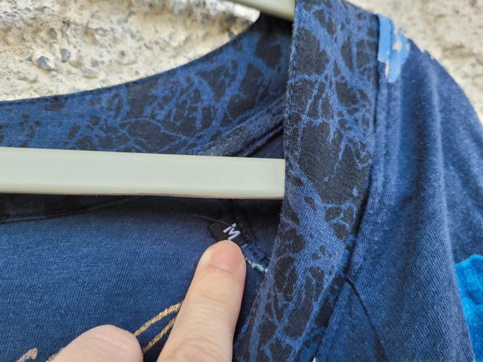 Superbe robe boule Desigual, tons bleus et verts, manches longues, taille M (40) - photo numéro 8