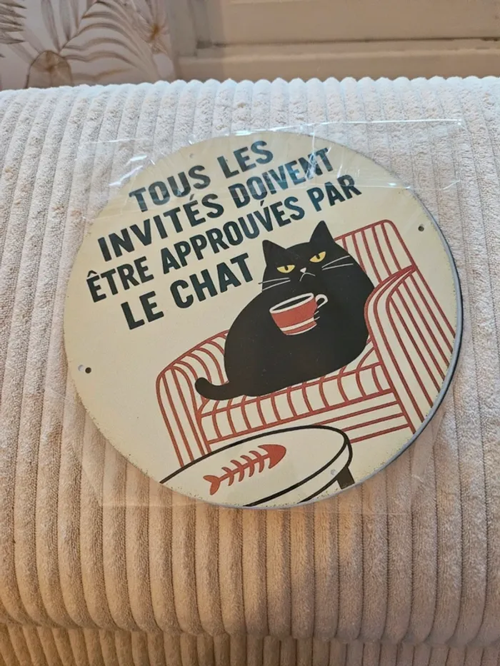 Superbe plaque métallique avec Chat neuve