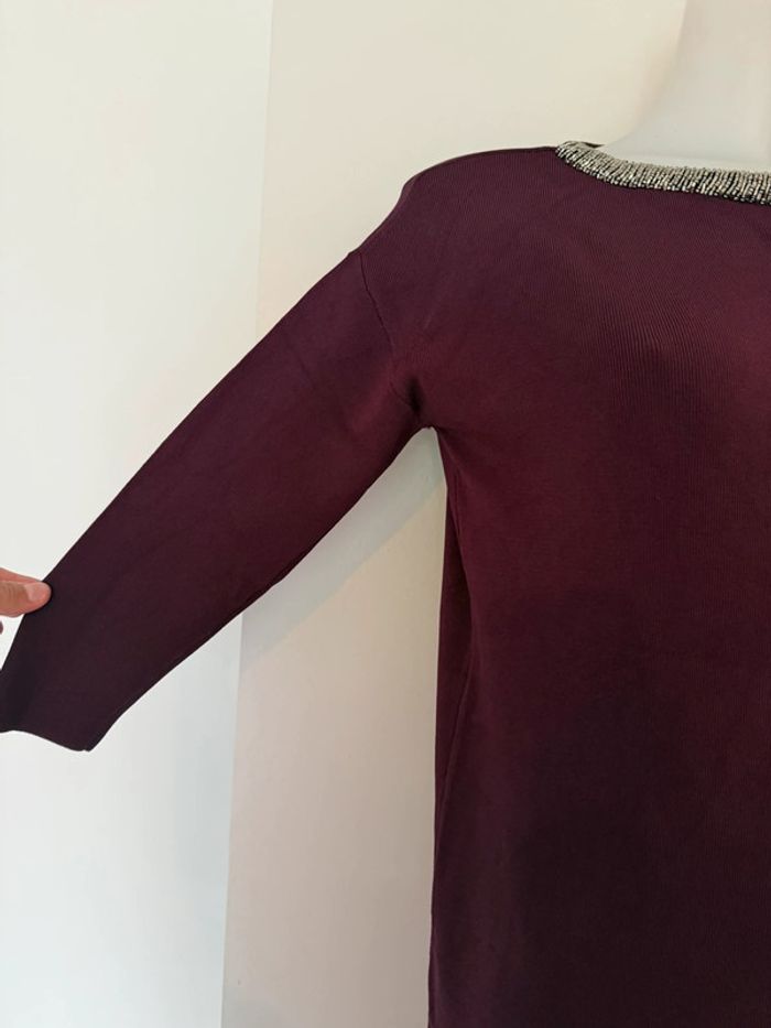 Robe bordeaux avec perles au col Esprit - photo numéro 2