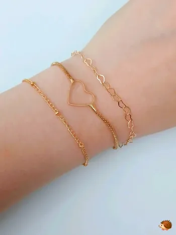 Lot 3 bracelets chaîne doré tendance – look chic et stylé