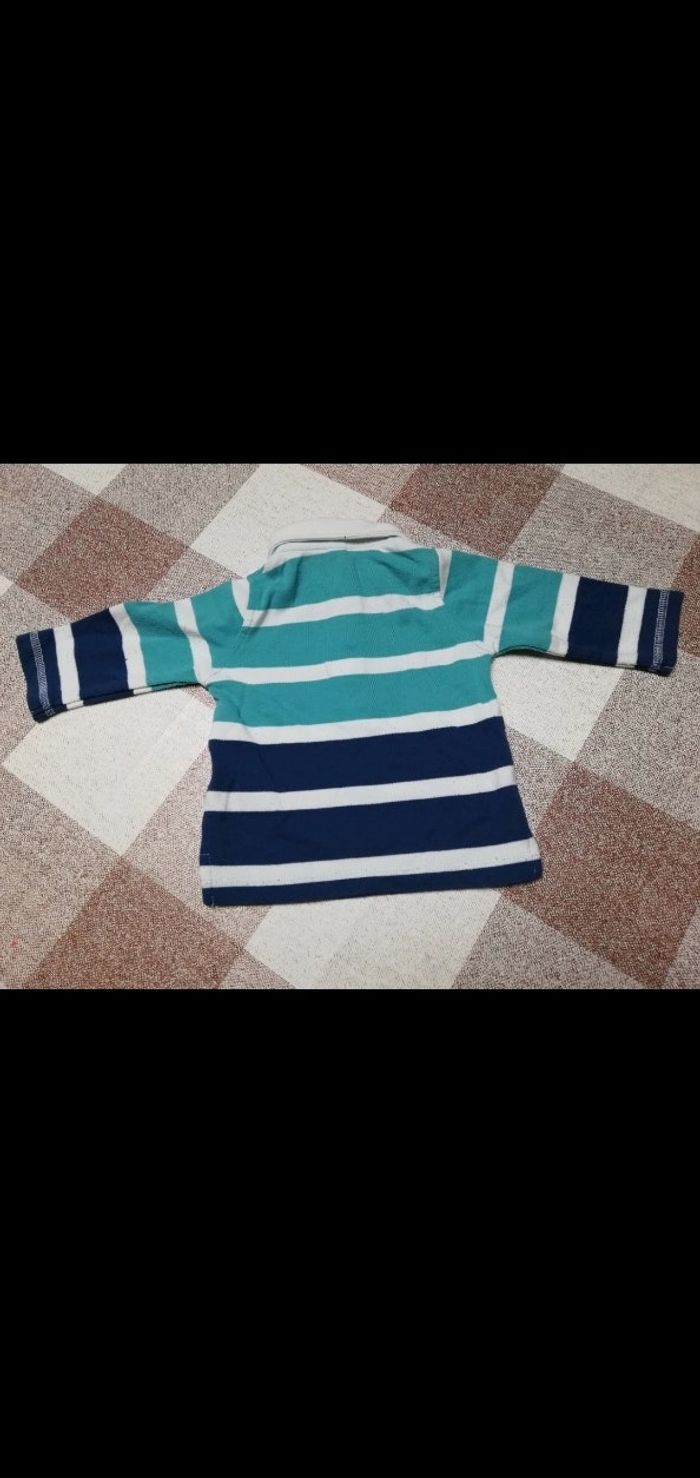 Polo 3 mois manches longues rayé vert/bleu - photo numéro 3