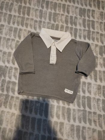 Pull gris et blanc IKKS 3 mois