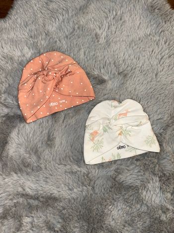 Lot de 2 bonnets rose et blanc - 0/1 mois - Gémo