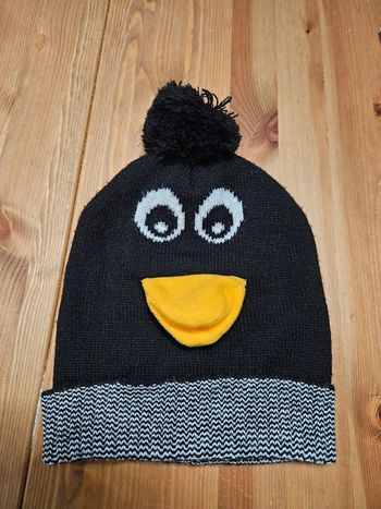 Bonnet noir à pompon taille unique