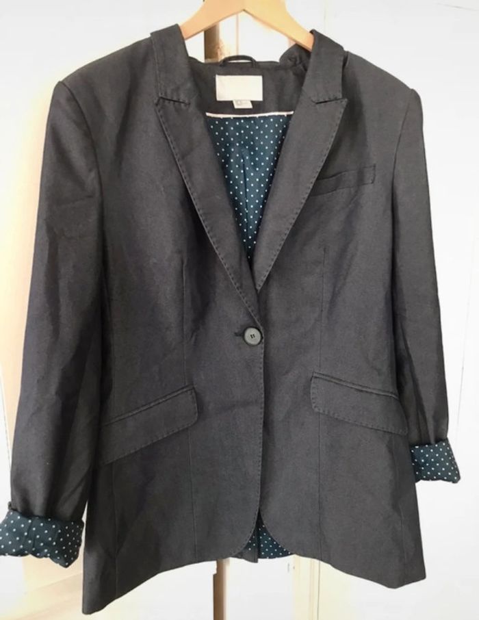 Veste blazer H&M cintrée à revers petits pois - photo numéro 5