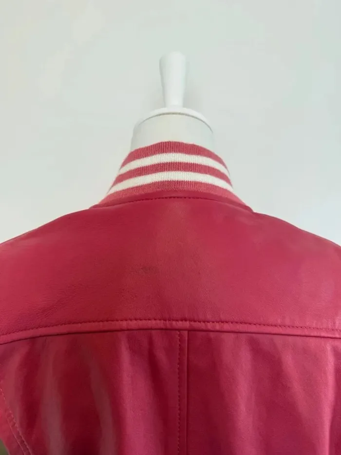 Veste bomber Aviatrix en cuir femme rose taille M très bon état - photo numéro 19