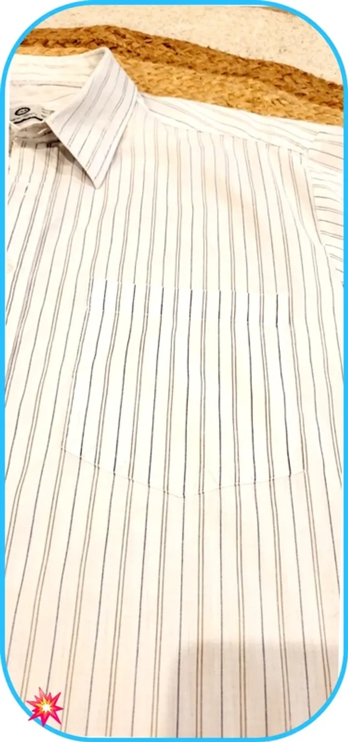 Chemise homme C&A rayée blanche/grise - Taille L - Très bon état - photo numéro 5