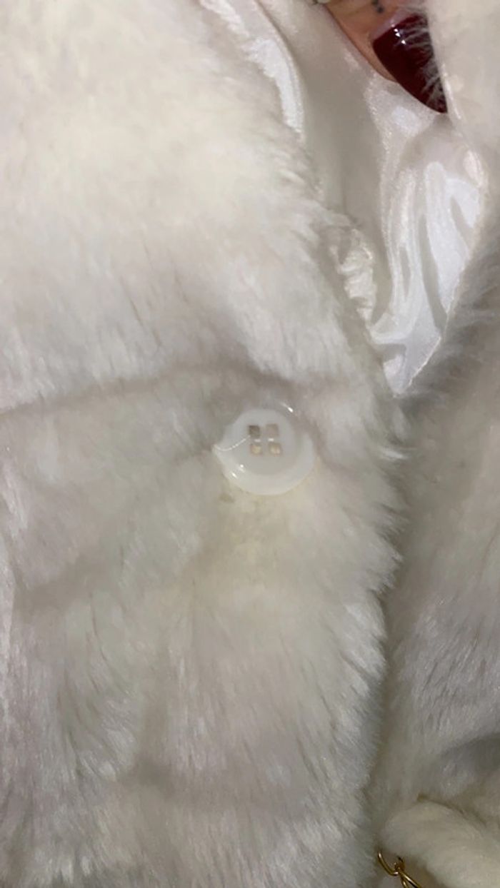 Manteau fausse fourrure ivoire, taille S - photo numéro 2
