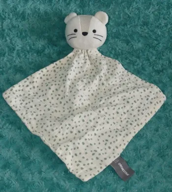 Doudou plat chat/tigre blanc vert Orchestra 🐱tbe