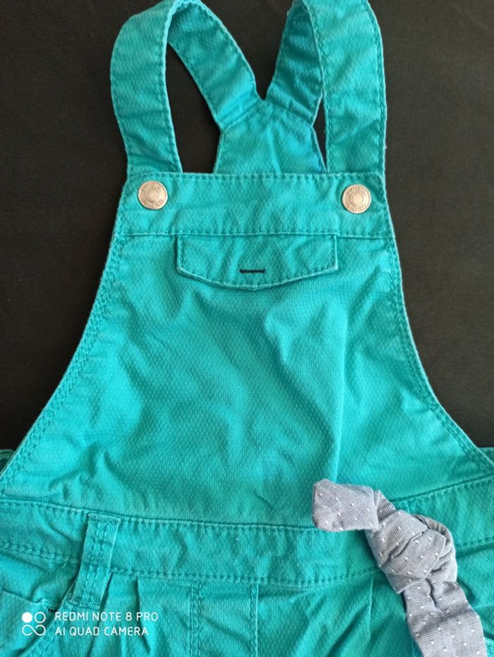 Salopette short bleue turquoise - photo numéro 2