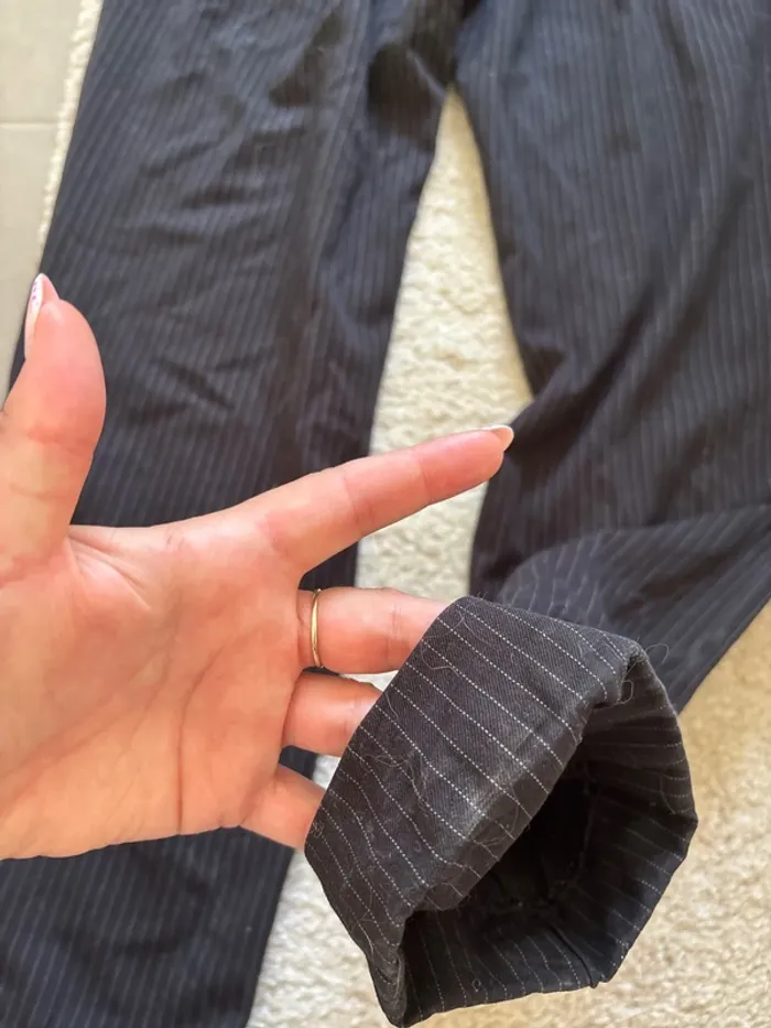 pantalon noir à rayures mango taille M - photo numéro 10