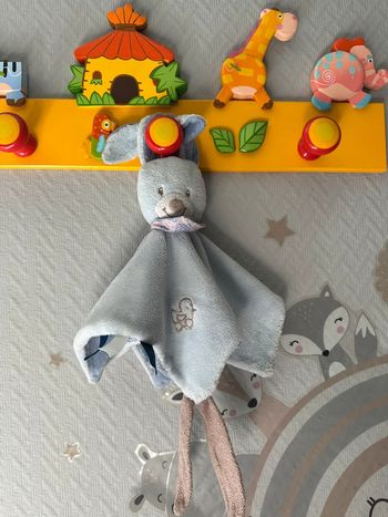 Doudou plat Lapin Alex & Bibou bleu marron canard NATTOU