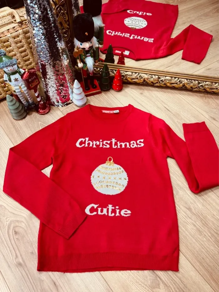 Taille 10 ans pull Noël fille Pepperts rouge * boule de Noël * 🎄