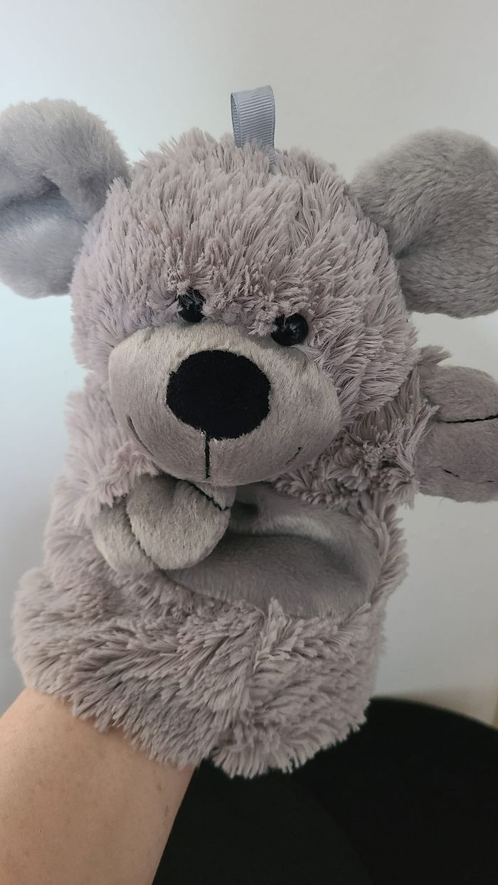 DOUDOU JEUX DE MOMES MARIONNETTE SOURIS GRISE NEZ NOIR - photo numéro 7