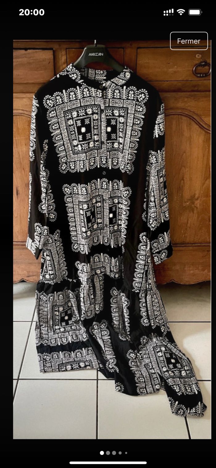 Robe longue imprimée noir et blanc