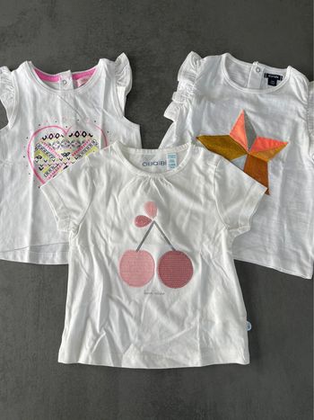 Lot de 3 tee-shirts fille 12 mois
