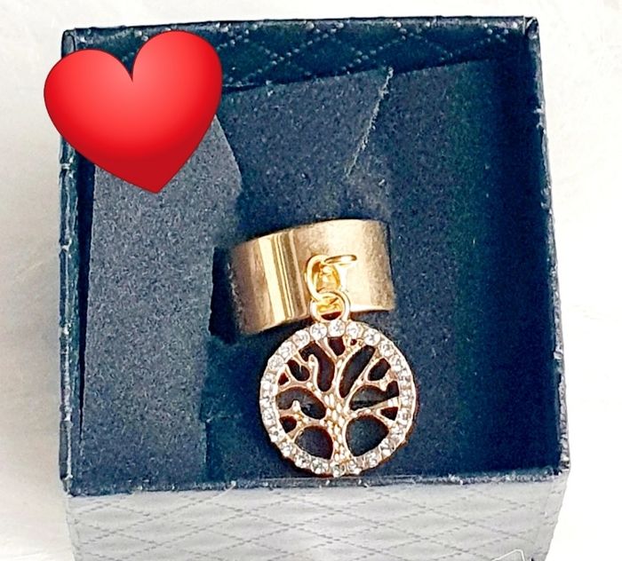 Bague réglable acier inoxydable arbre de vie strassés - photo numéro 2