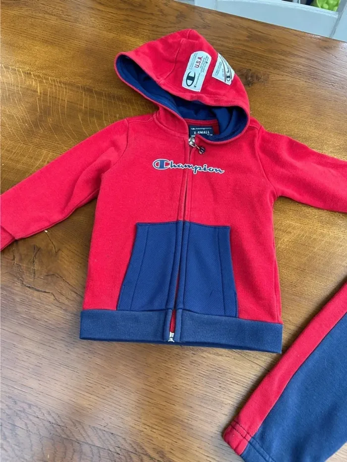 Ensemble jogging + veste Champion 9 mois bleu et rouge - photo numéro 3