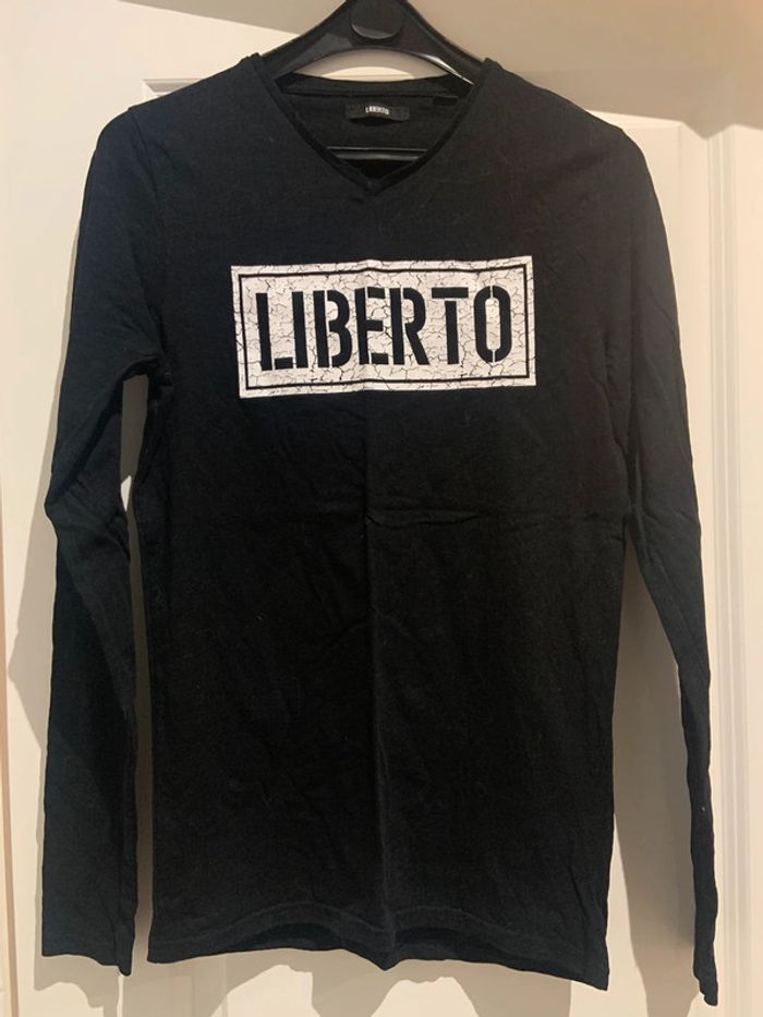 🔝 Haut manches longues Liberto noir taille 16 ans 176 cm en coton