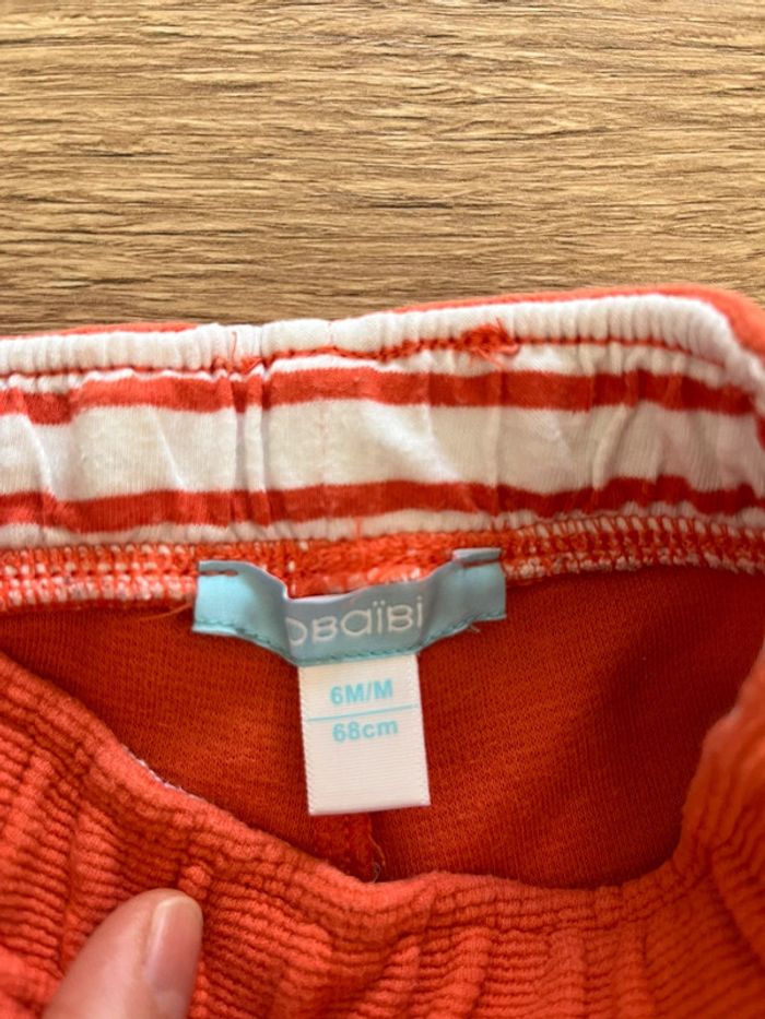 Ensemble short et t-shirt orange okaidi 6 M - photo numéro 2
