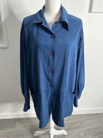 Veste chemise oversize en suédine bleue Vintage T46 3XL