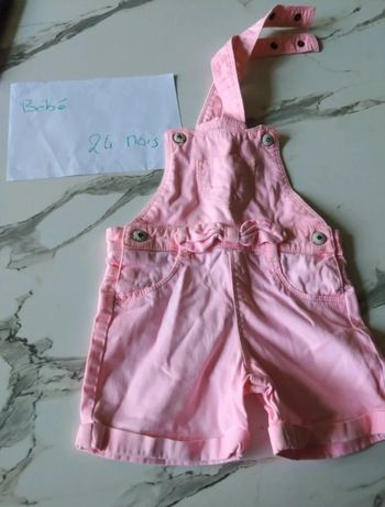 Salopette short rose bébé fille 18 mois