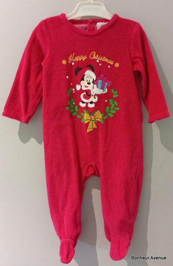 Pyjama / grenouillère de Noël Minnie de marque Disney Baby - Taille 9 mois (74 cm)