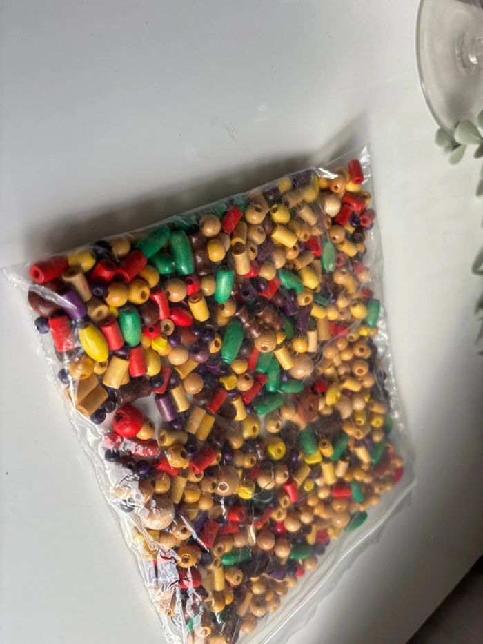 Lot de perles en bois Multi couleur - photo numéro 2