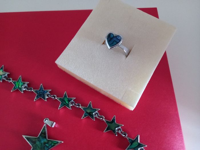 Parure de bijoux fantaisie imitation nacre verte - photo numéro 3