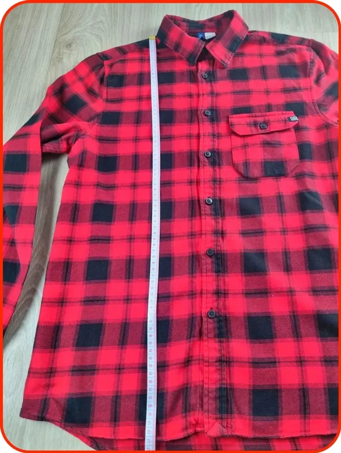 Chemise à carreaux rouge Homme H&M Taille M - photo numéro 7